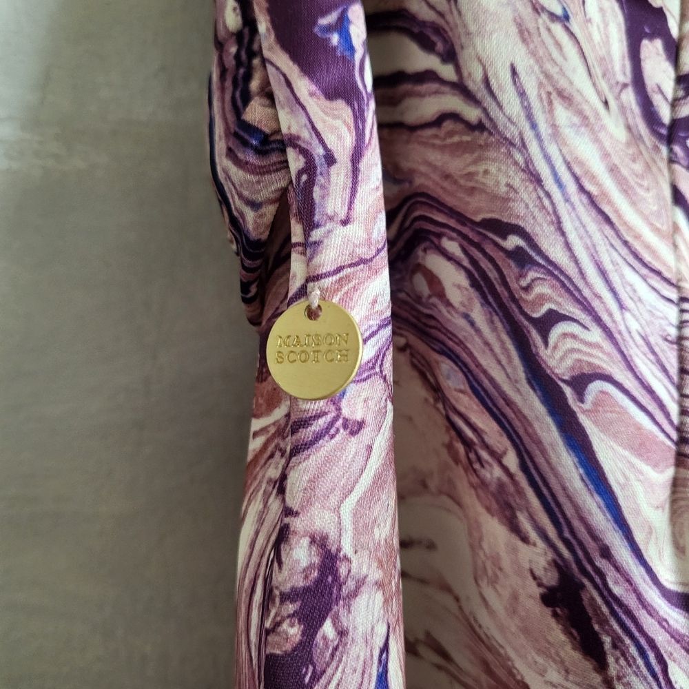 NWT SCOTCH & SODA Satin Feel Knotted Marble Midi Skirt Size XS - Picture 10 of 15